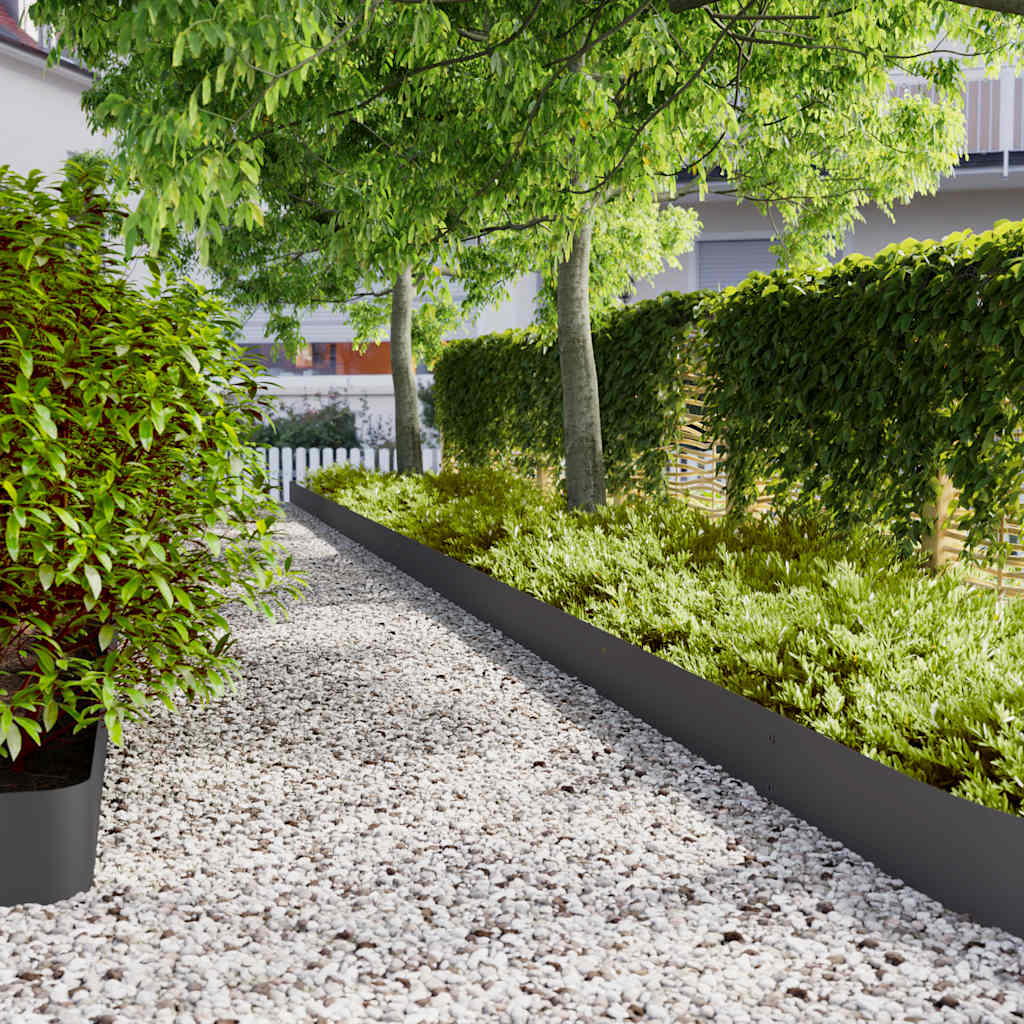 Lawn Edgings 30 pcs Black 20x103 cm Cold-rolled Steel - R and M Furniture