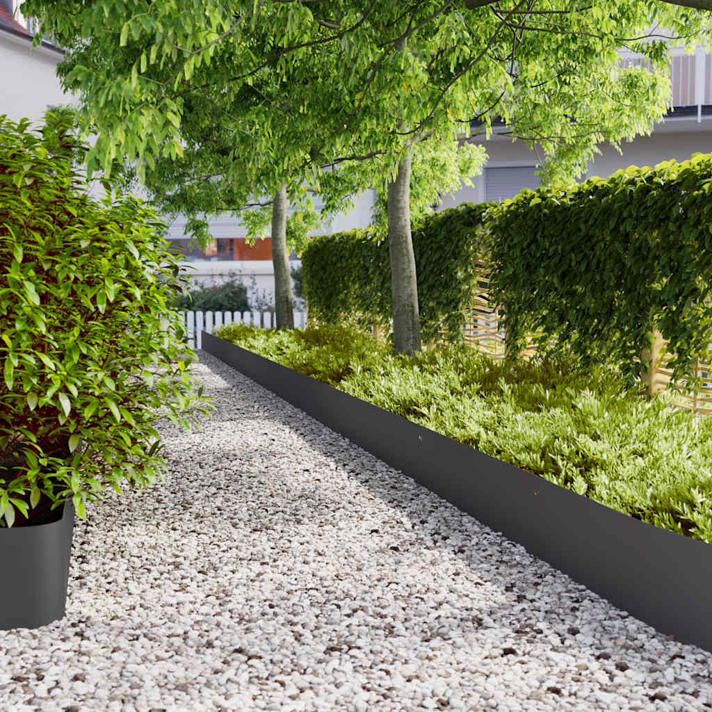 Lawn Edgings 10 pcs Black 25x103 cm Cold-rolled Steel - Casper Homes