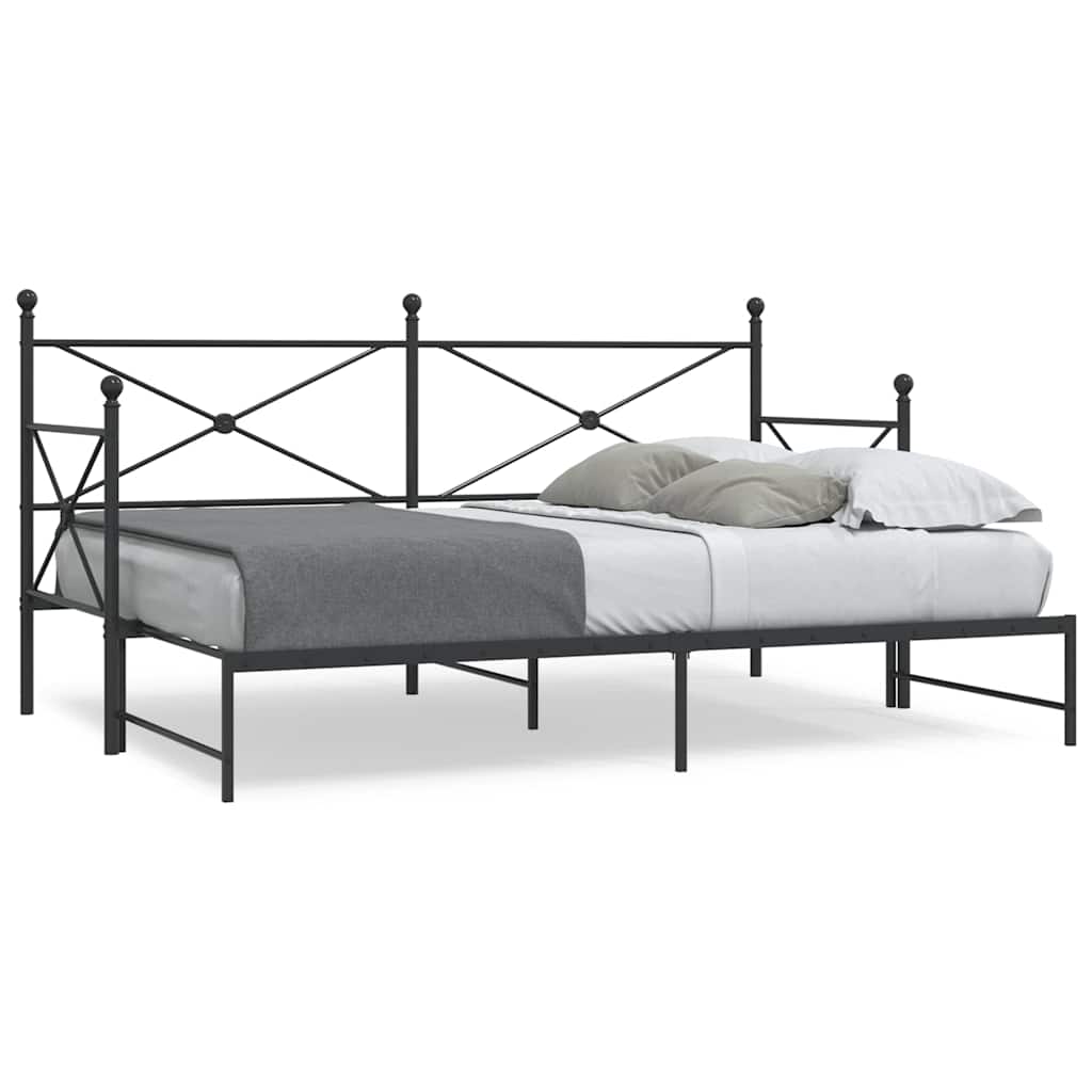 Daybed with Trundle Black 80x200cm Steel - Millennium Furniture