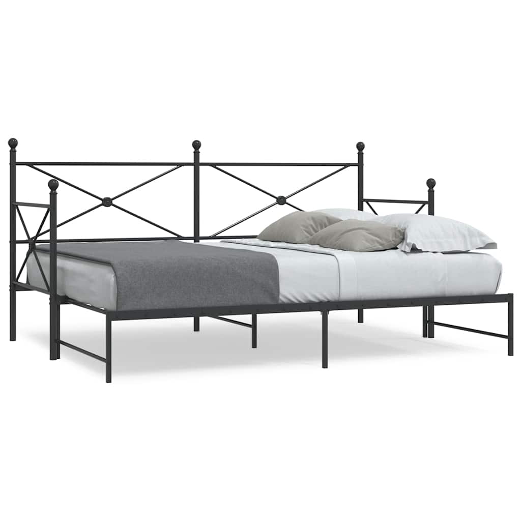 Daybed with Trundle Black 90x190cm Steel - Charlotte Dunes