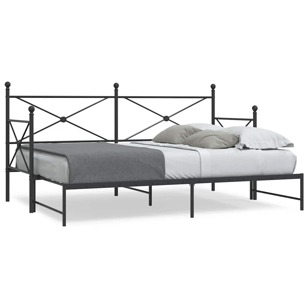 Daybed with Trundle Black 90x200cm Steel - The Home Maker