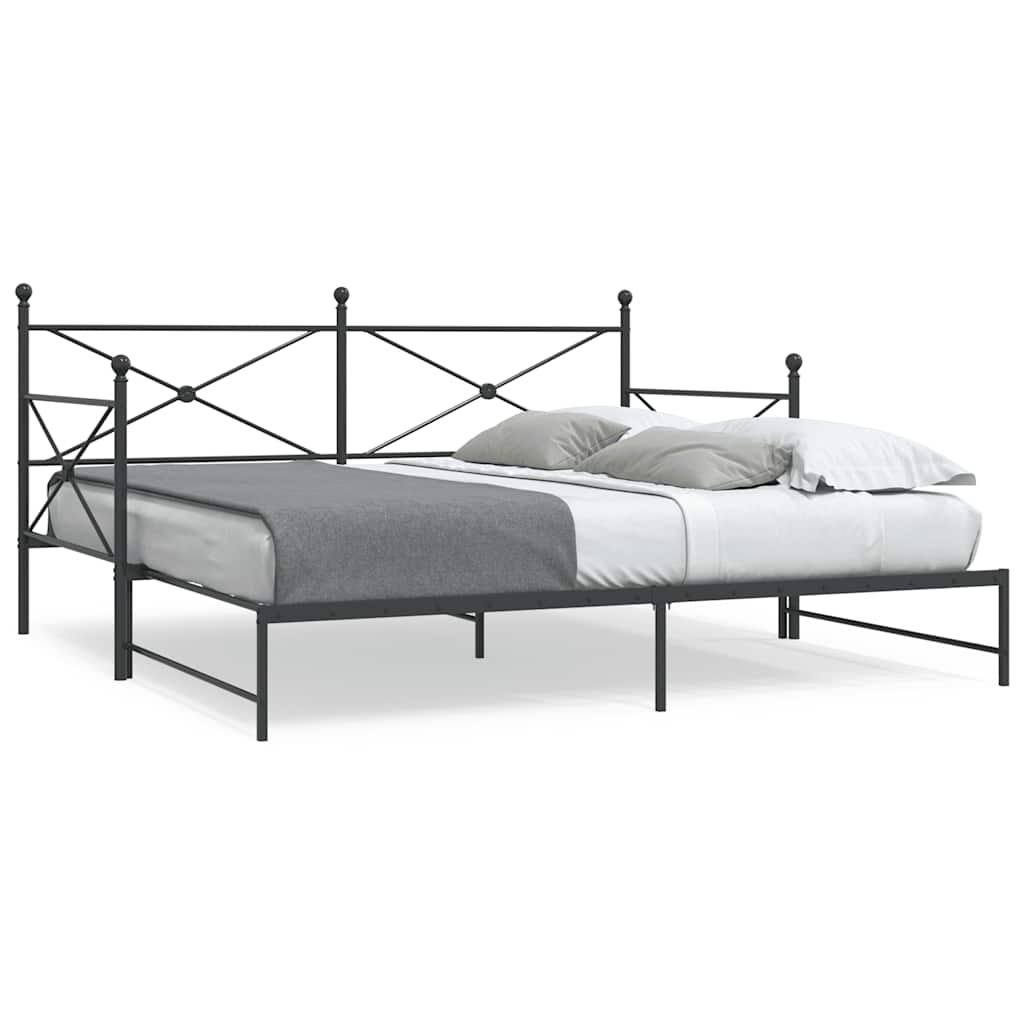 Daybed with Trundle Black 100x200cm Steel - Design Hut