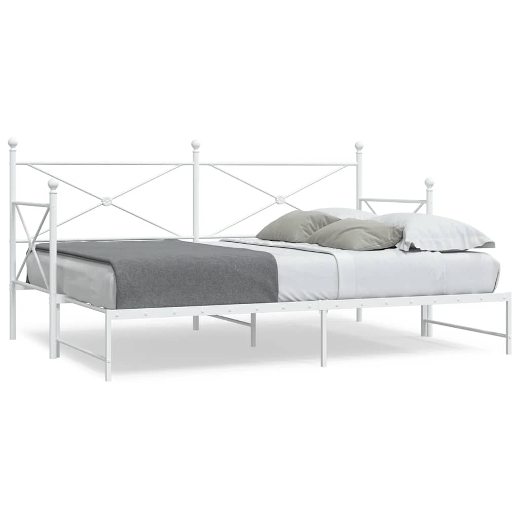 Daybed with Trundle White 90x200cm Steel - Brittle & Co