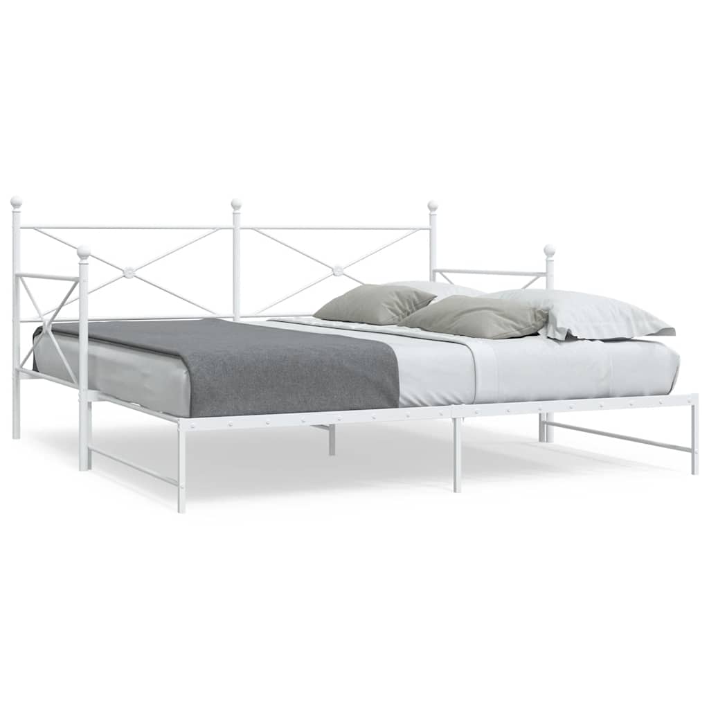 Daybed with Trundle White 107x203cm Steel - Discount Dealers