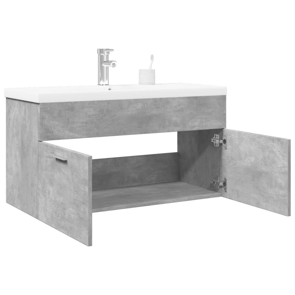 Bathroom Sink Cabinet with Built-in Basin Concrete Grey - Brittle & Co