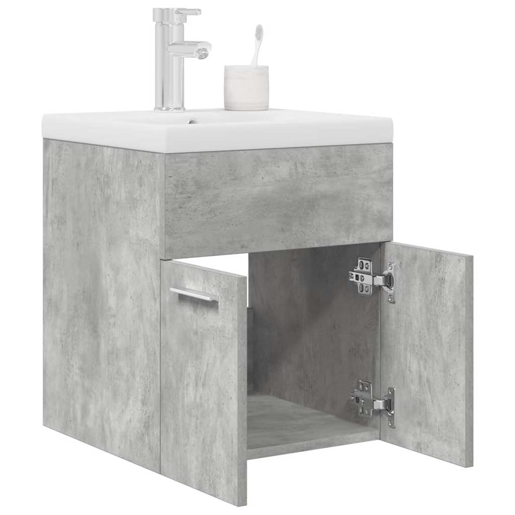 Bathroom Sink Cabinet with Built-in Basin and Faucet Concrete Grey - The Home Maker
