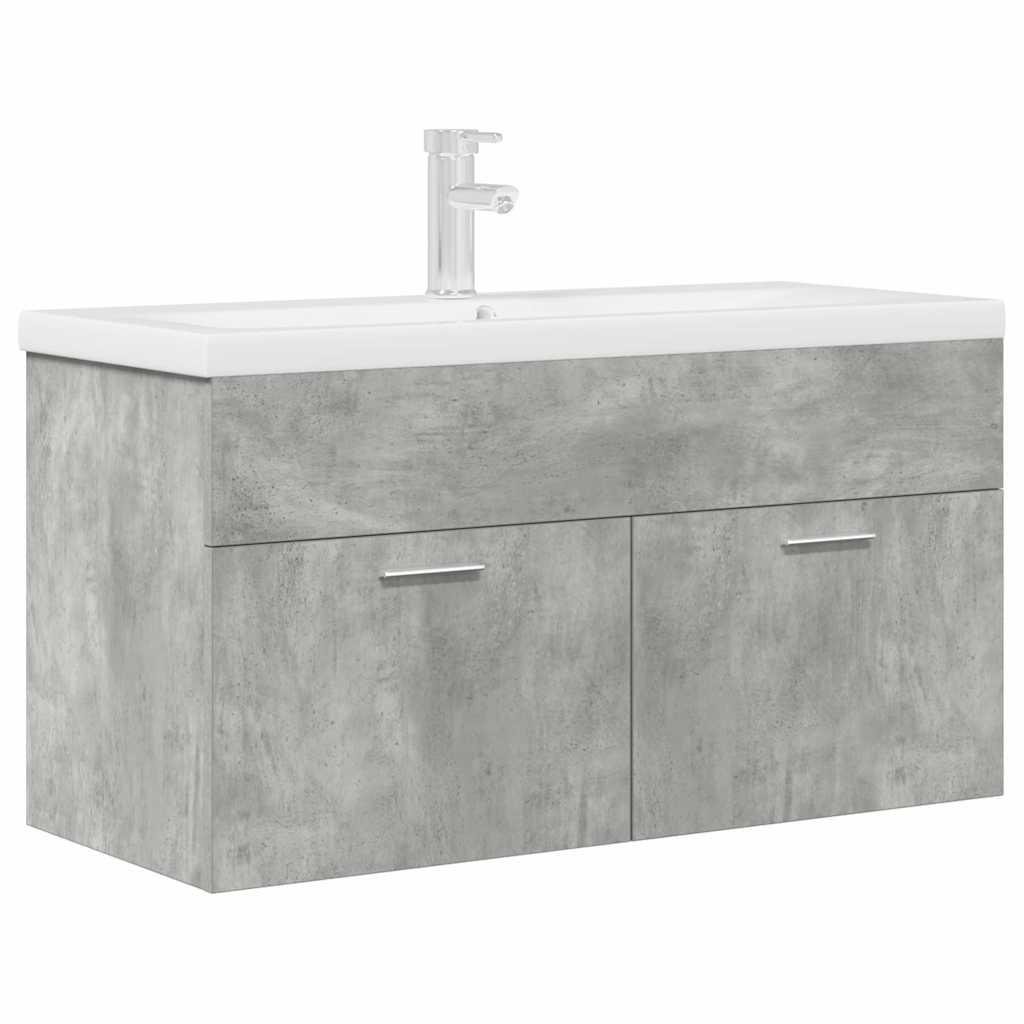 Bathroom Sink Cabinet with Built-in Basin and Faucet Concrete Grey - Decor Base