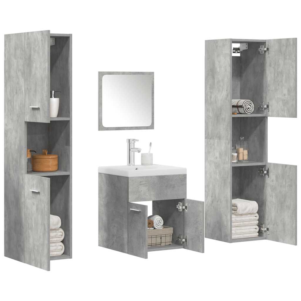 5 Piece Bathroom Furniture Set Concrete Grey Engineered Wood - Millennium Furniture