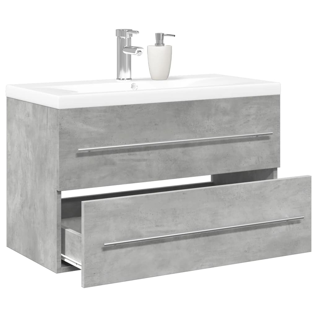 2 Piece Bathroom Furniture Set Concrete Grey Engineered Wood - Merkel Designers