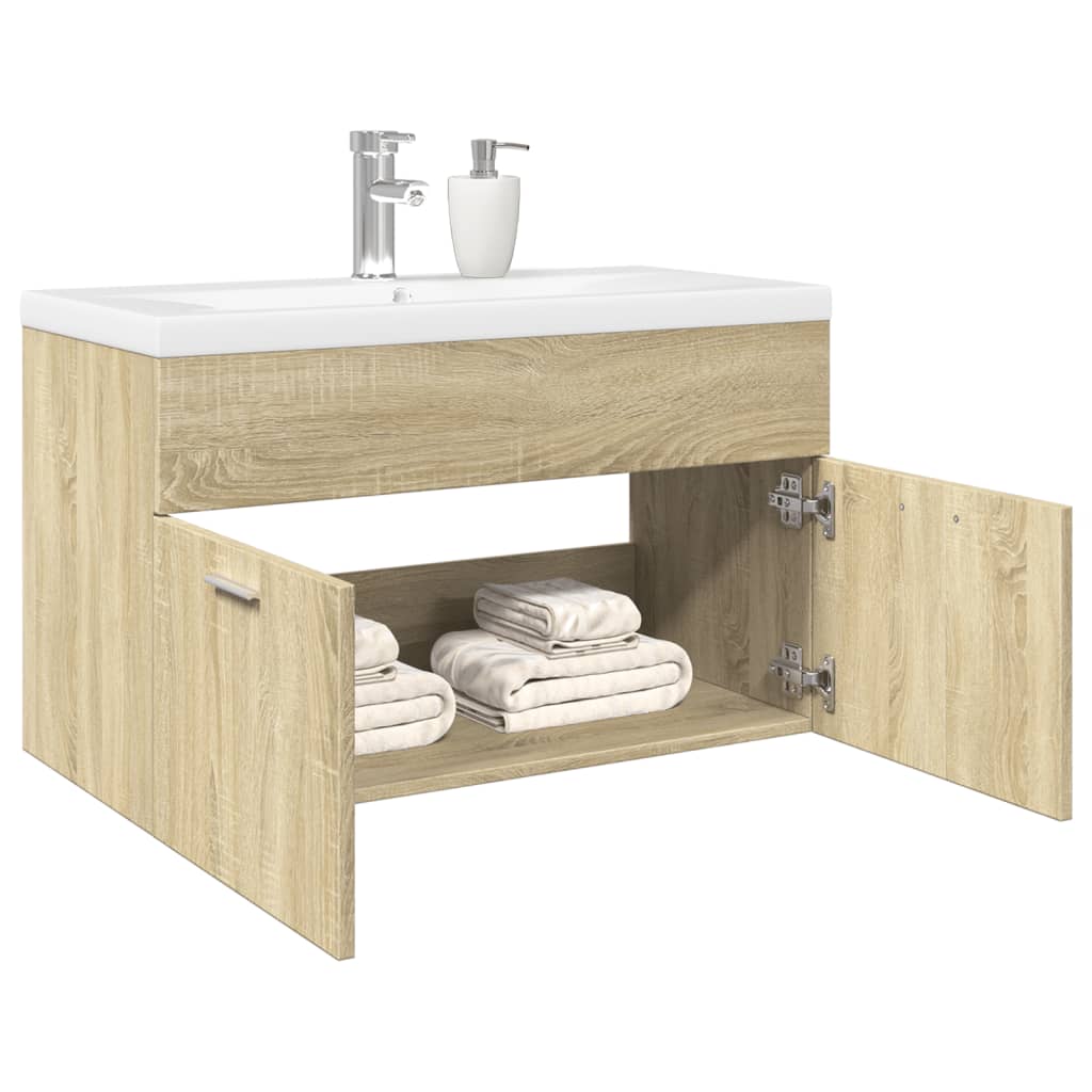 Bathroom Sink Cabinet with Built-in Basin Sonoma Oak - Casper Homes