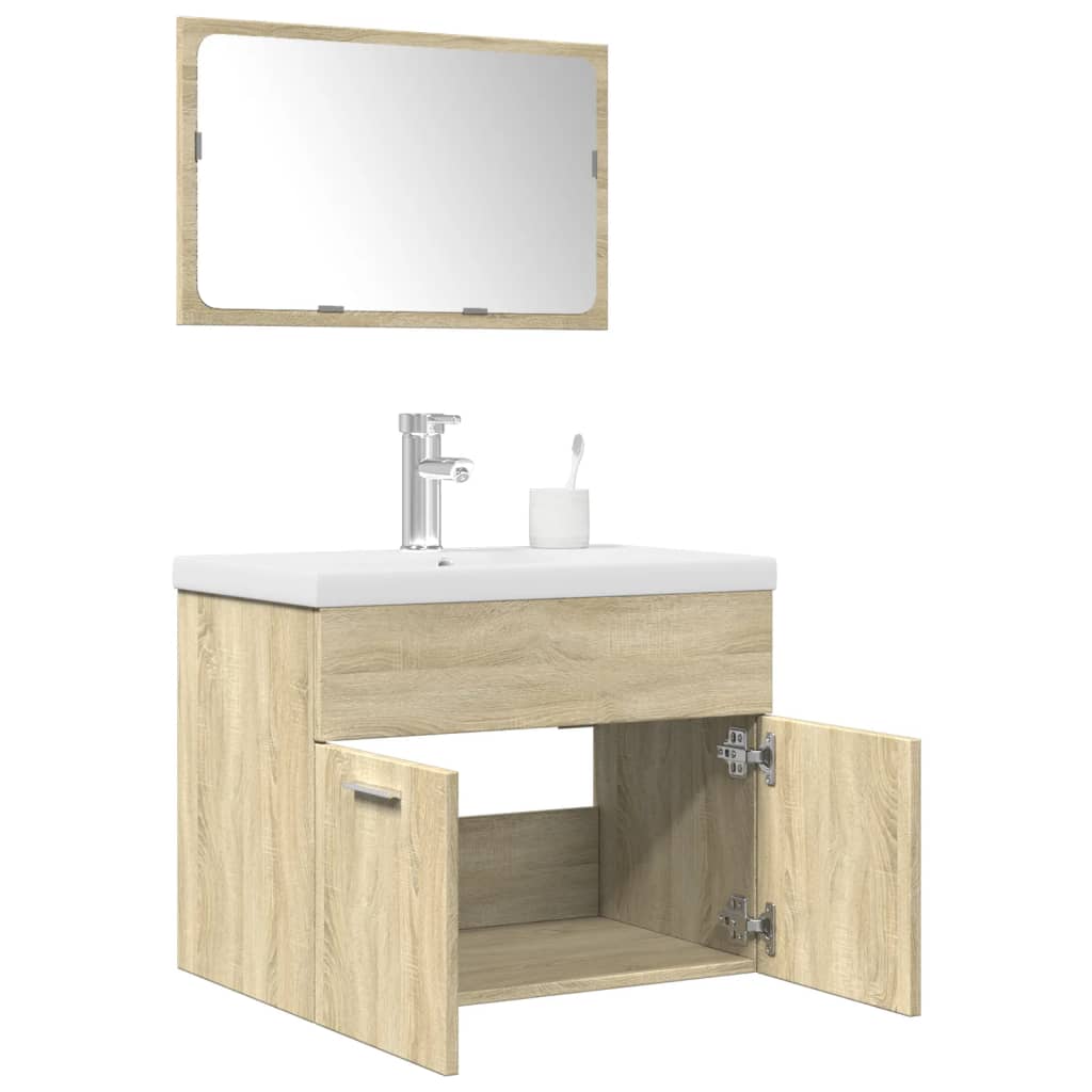 3 Piece Bathroom Furniture Set Sonoma Oak Engineered Wood - Millennium Furniture