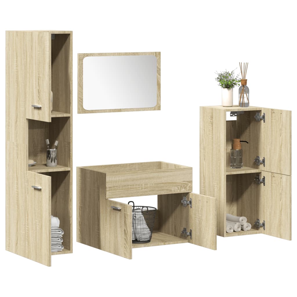 3 Piece Bathroom Furniture Set Sonoma Oak Engineered Wood - Discount Dealers