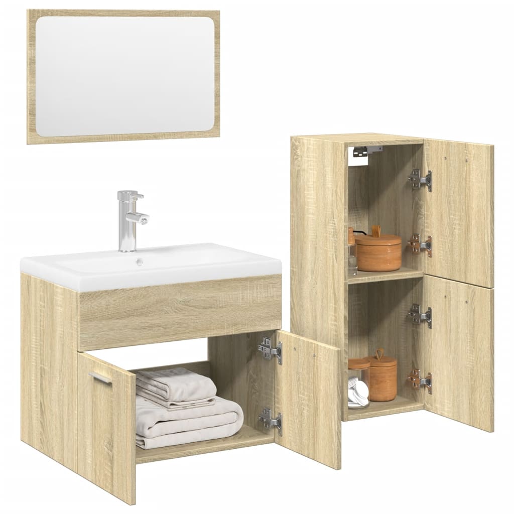 4 Piece Bathroom Furniture Set Sonoma Oak Engineered Wood - Millennium Furniture