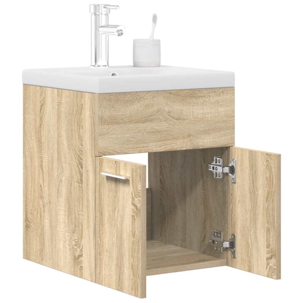 Bathroom Sink Cabinet with Built-in Basin and Faucet Sonoma Oak - Direct Imports