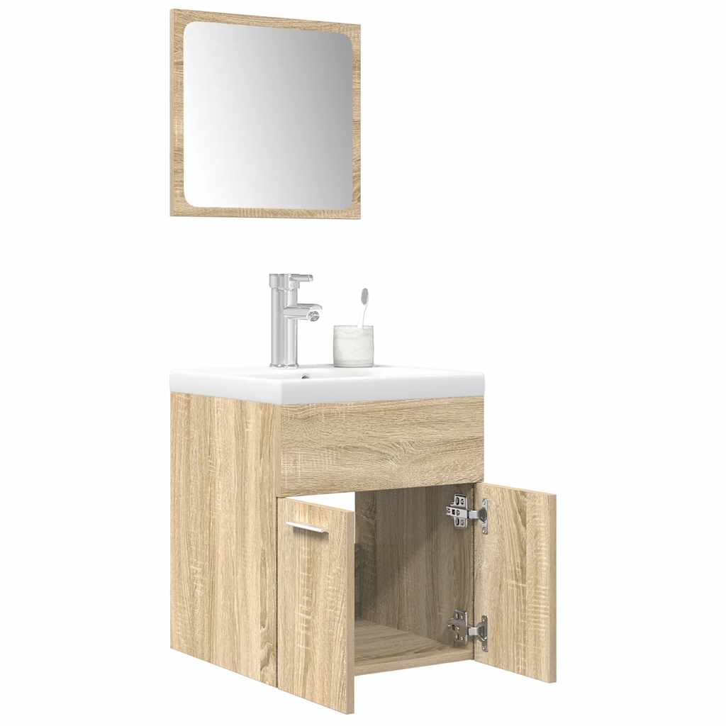 3 Piece Bathroom Furniture Set Sonoma Oak Engineered Wood - Style and Chic