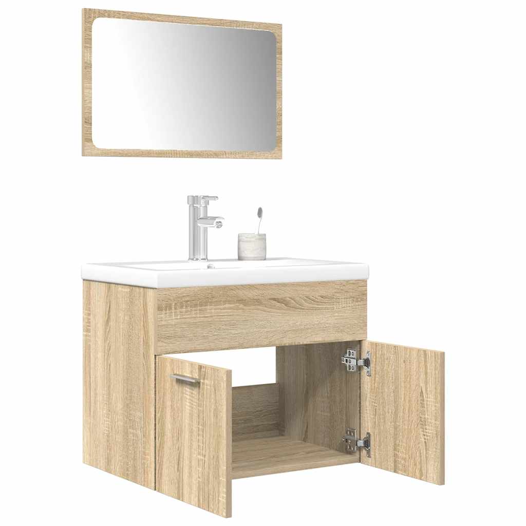 3 Piece Bathroom Furniture Set Sonoma Oak Engineered Wood - Millennium Furniture