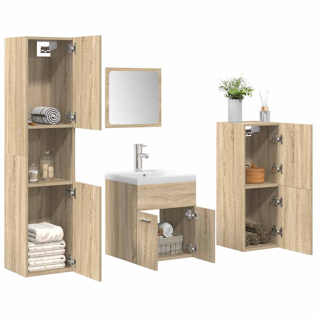 5 Piece Bathroom Furniture Set Sonoma Oak Engineered Wood - Tyrell & Tyrell