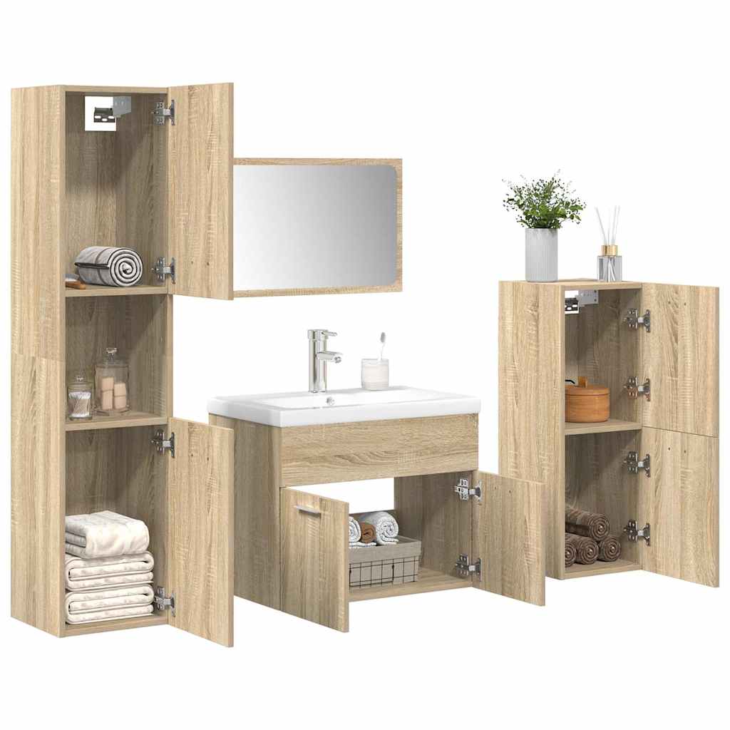 5 Piece Bathroom Furniture Set Sonoma Oak Engineered Wood - Merlin Deals