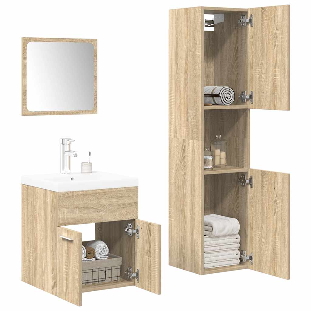 4 Piece Bathroom Furniture Set Sonoma Oak Engineered Wood - Millennium Furniture