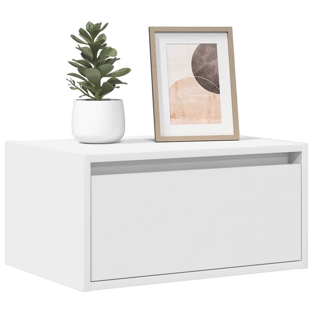 Wall-mounted Bedside Cabinets with LED Lights 2 pcs White - Unbeatable Bargains
