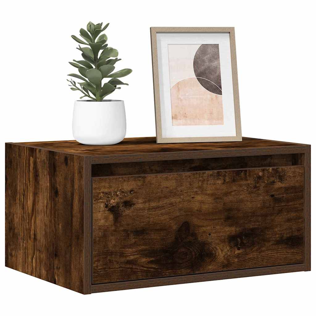 Wall-mounted Bedside Cabinets with LED Lights 2 pcs Smoked Oak - Casper Homes