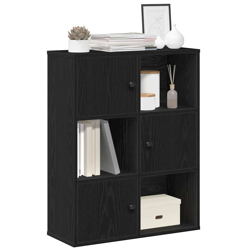 Bookcase Black Oak 60x24x76.5 cm Engineered Wood - Brittle & Co