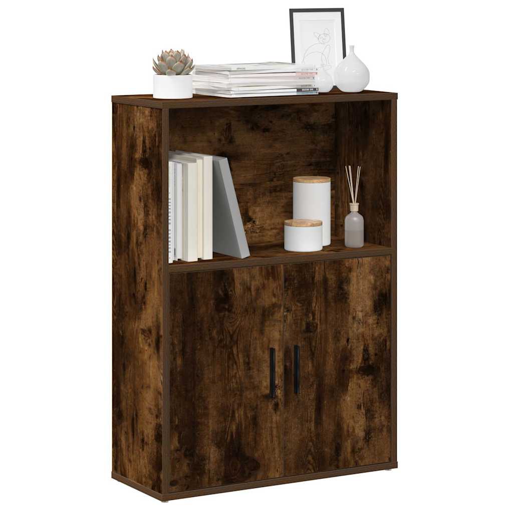 Bookcase Smoked Oak 60x24x85 cm Engineered Wood - All Things Good
