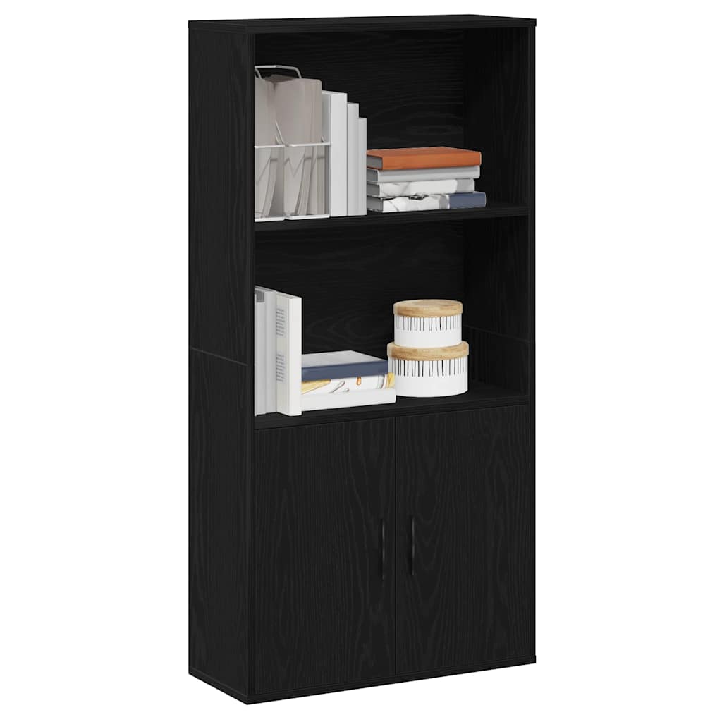 Bookcase Black Oak 60x24x120 cm Engineered Wood - R and M Furniture
