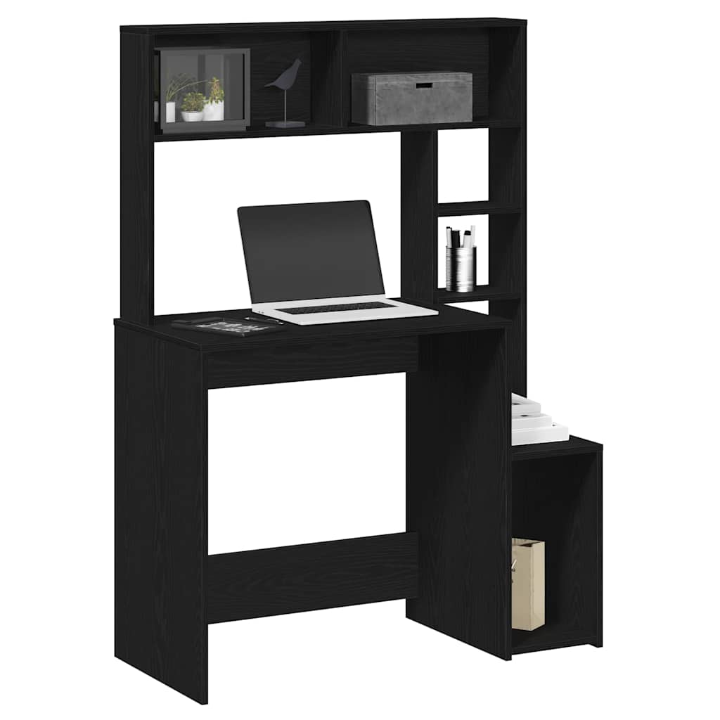 Desk with Shelves Black 100x45x140 cm Engineered Wood - All Things Good