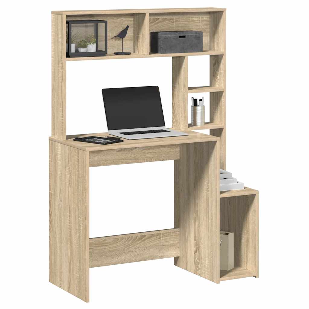 Desk with Shelves Sonoma Oak 100x45x140 cm Engineered Wood - Unbeatable Bargains