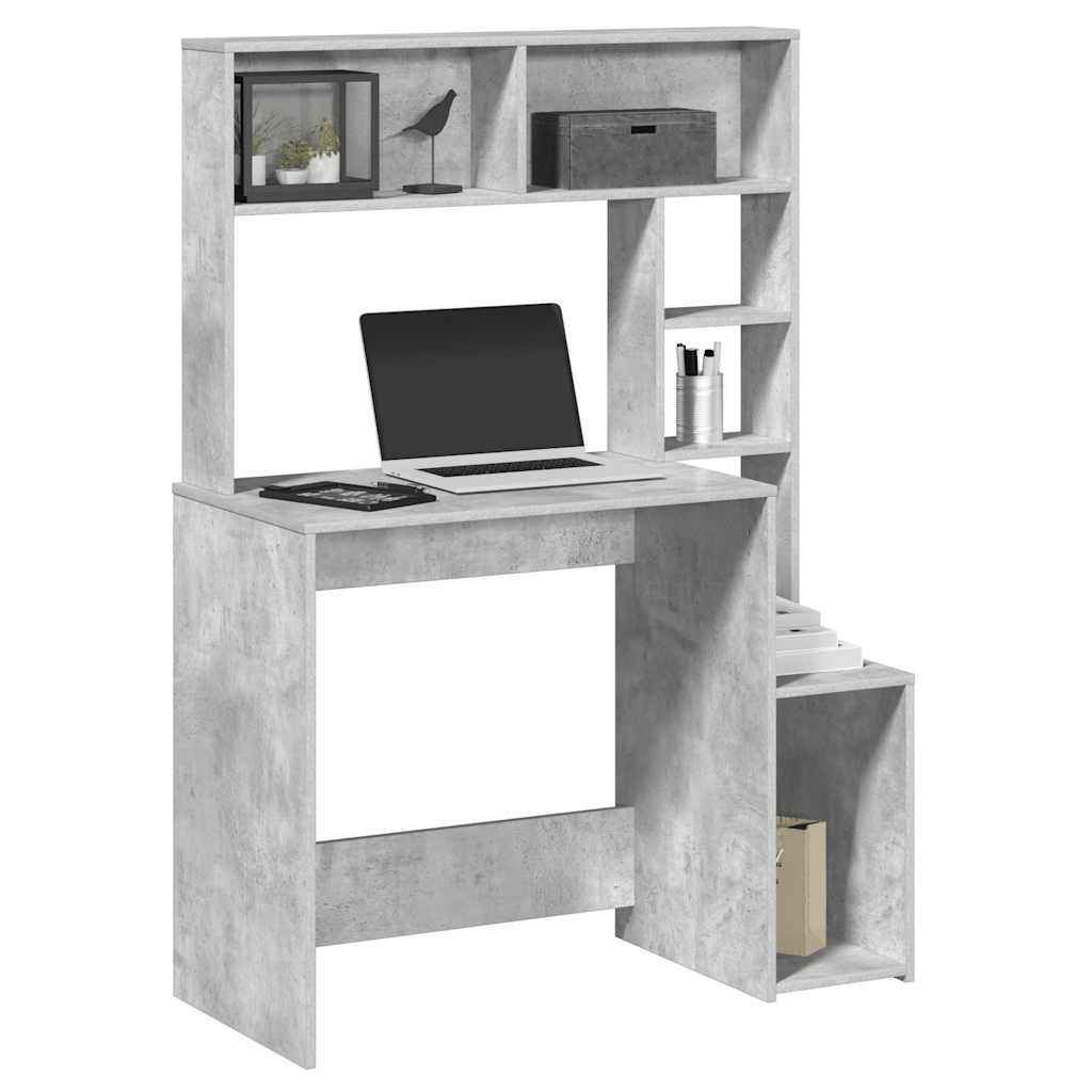 Desk with Shelves Concrete Grey 100x45x140 cm Engineered Wood - Unbeatable Bargains
