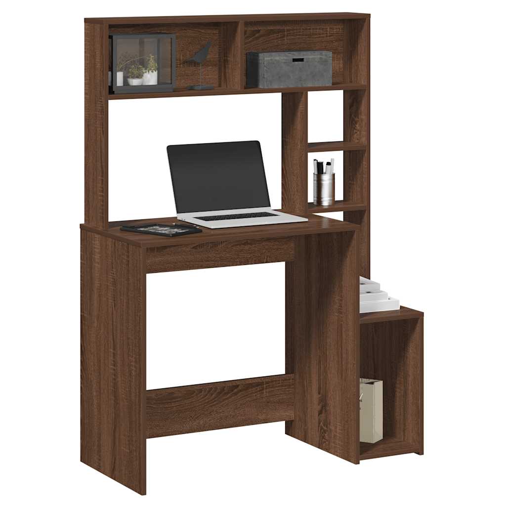 Desk with Shelves Brown Oak 100x45x140 cm Engineered Wood - Casper Homes
