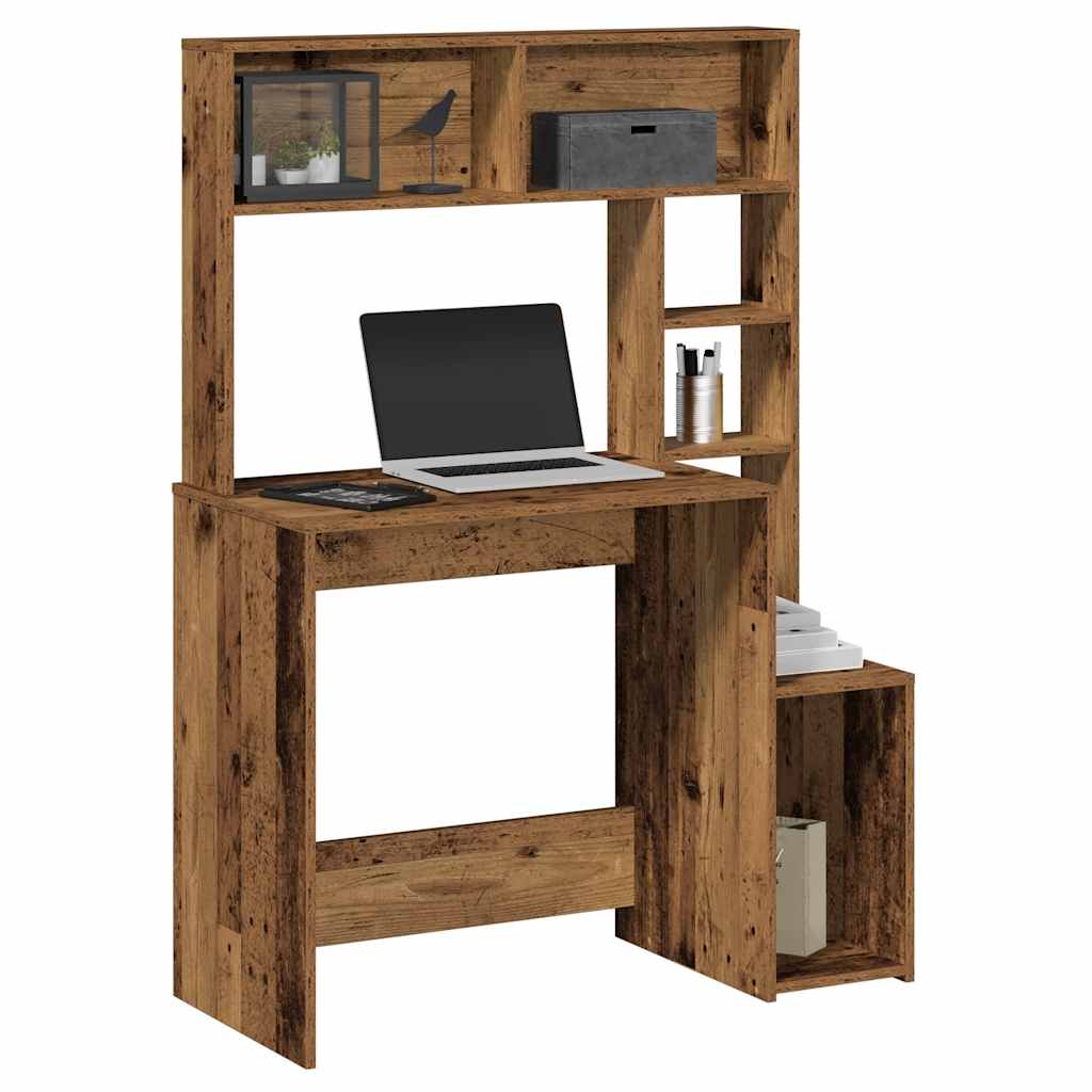 Desk with Shelves Old Wood 100x45x140 cm Engineered Wood - Unbeatable Bargains