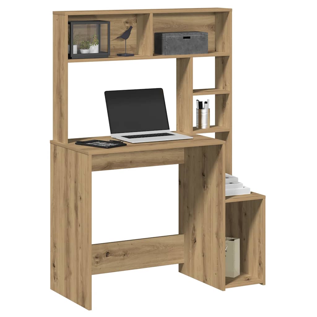 Desk with Shelves Artisan Oak 100x45x140 cm Engineered Wood - Unbeatable Bargains