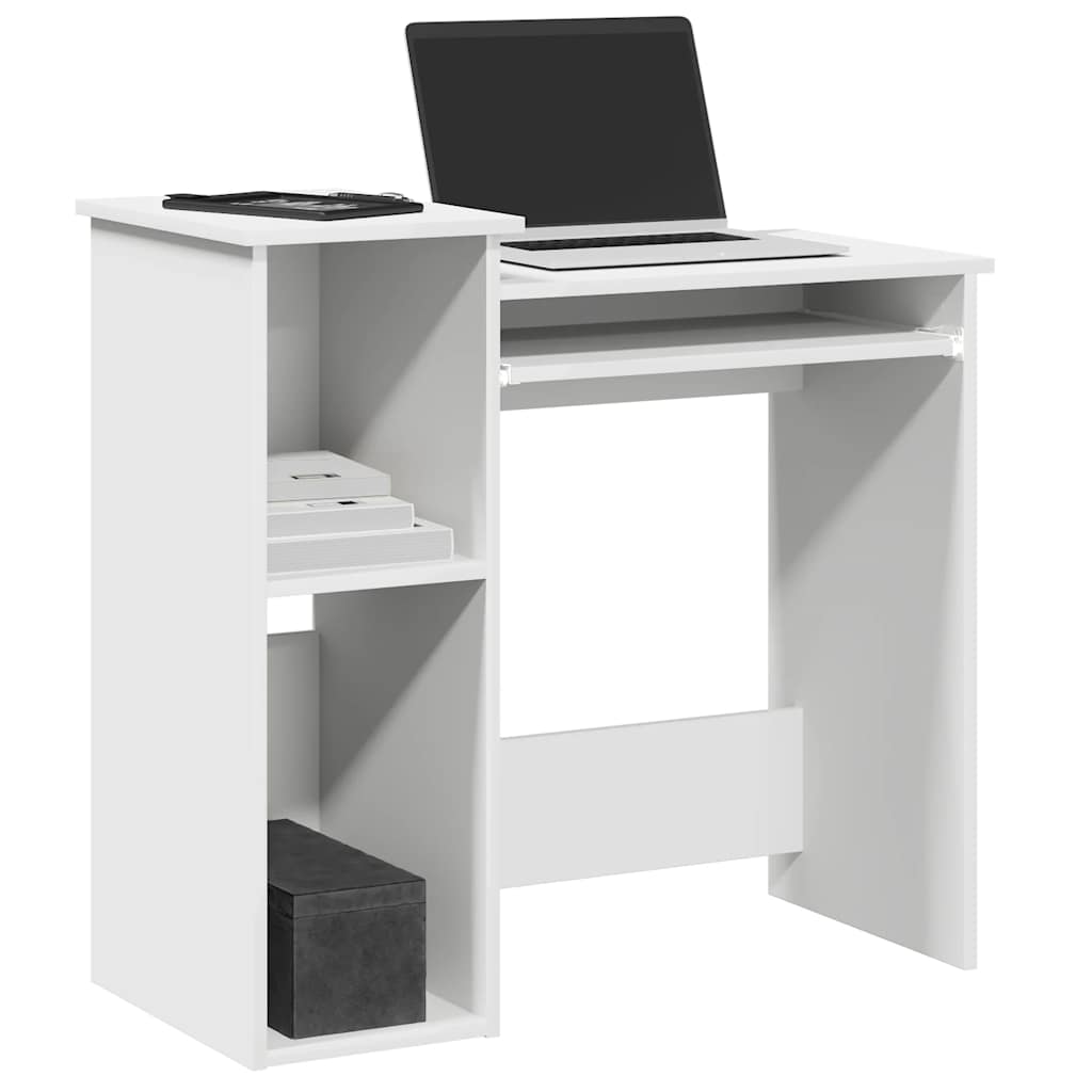 Desk with Shelves White 84x40x78 cm Engineered Wood - Tyrell & Tyrell