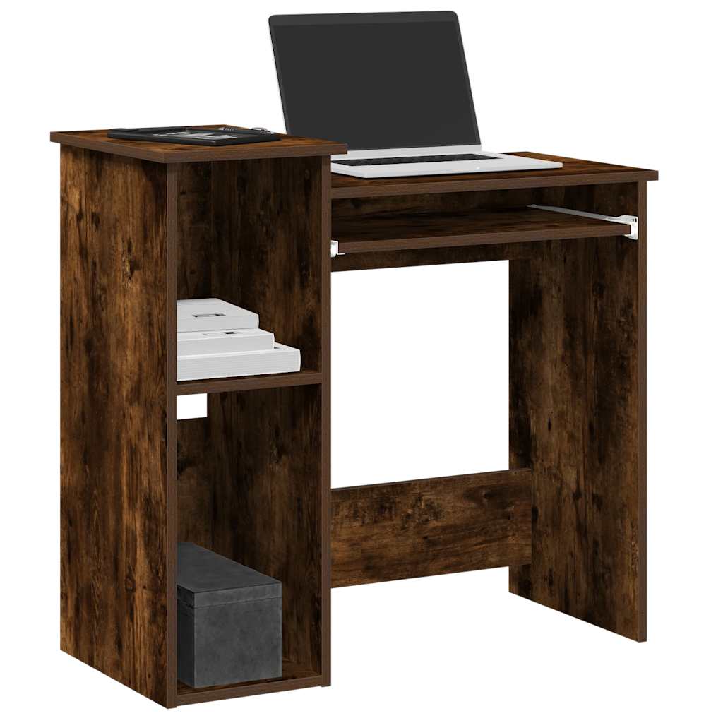 Desk with Shelves Smoked Oak 84x40x78 cm Engineered Wood - Unbeatable Bargains
