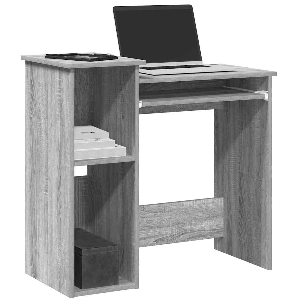 Desk with Shelves Grey Sonoma 84x40x78 cm Engineered Wood - Merkel Designers