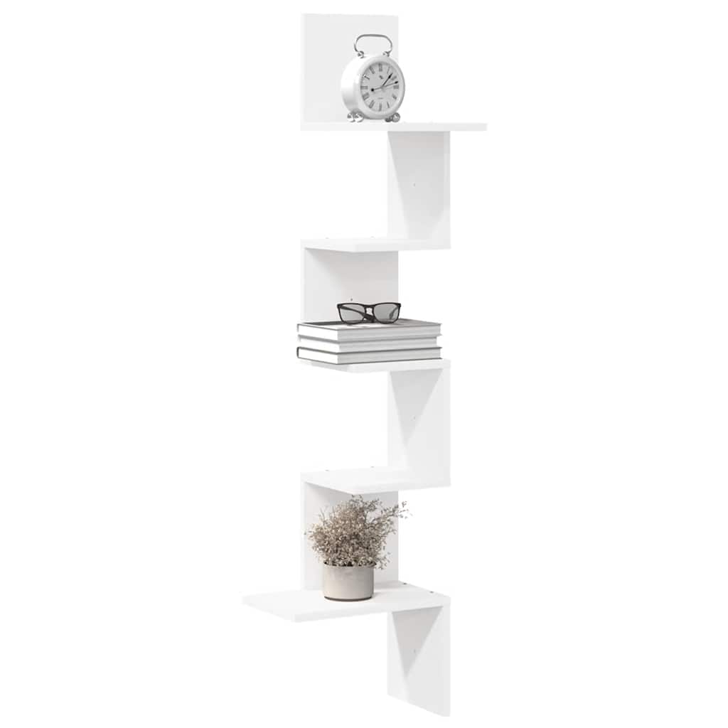 Wall Corner Shelf White 32x32x127,5 cm Engineered Wood - All Things Good