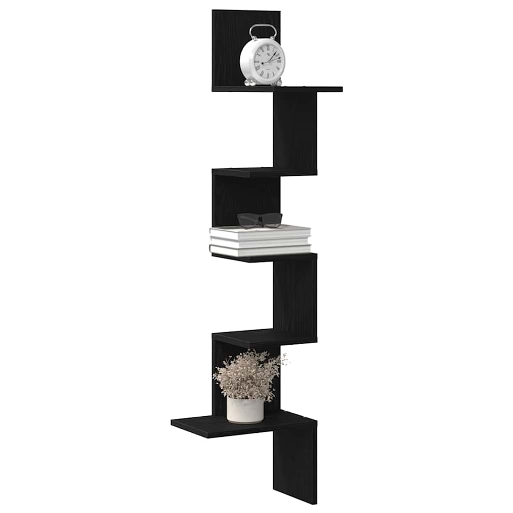 Wall Corner Shelf Black 32x32x127,5 cm Engineered Wood - Decor Base