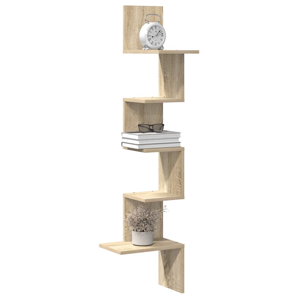 Wall Corner Shelf Sonoma Oak 32x32x127,5 cm Engineered Wood - Sid & Sam