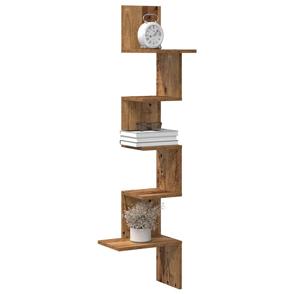 Wall Corner Shelf Old Wood 32x32x127,5 cm Engineered Wood - Sid & Sam