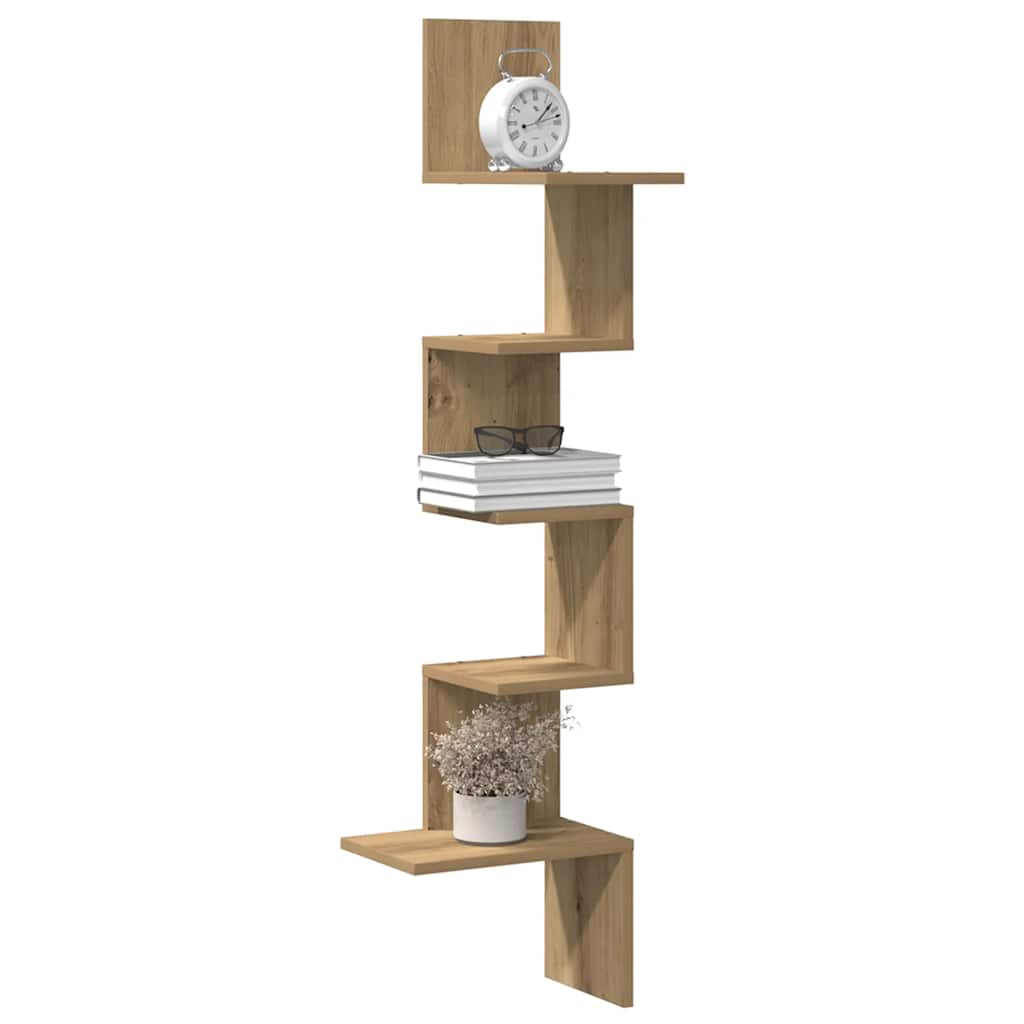 Wall Corner Shelf Artisan Oak 32x32x127,5 cm Engineered Wood - Sid & Sam