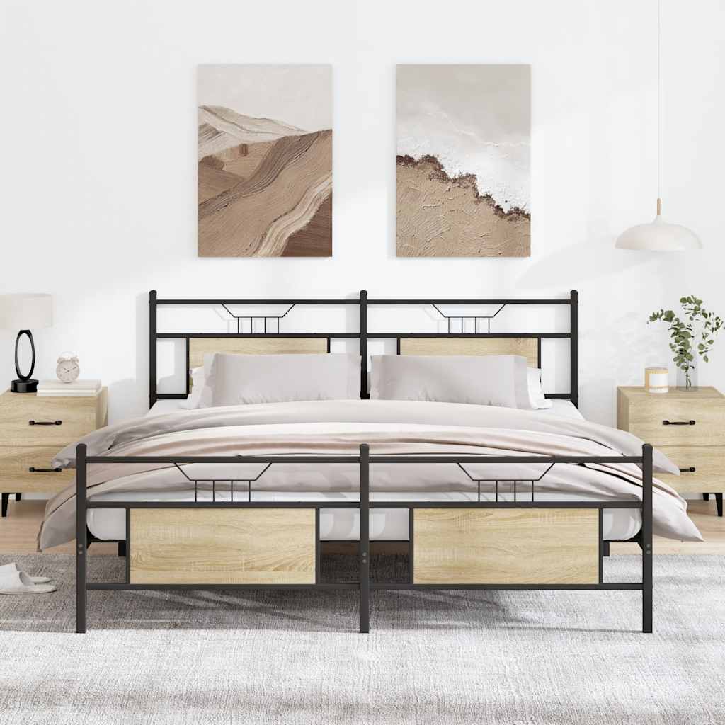 Metal Bedframe Sonoma Oak 160x200cm - Casper Homes