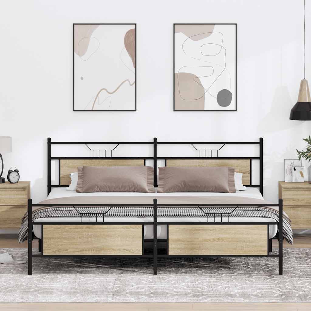 Metal Bedframe Sonoma Oak 200x200cm - Sid & Sam