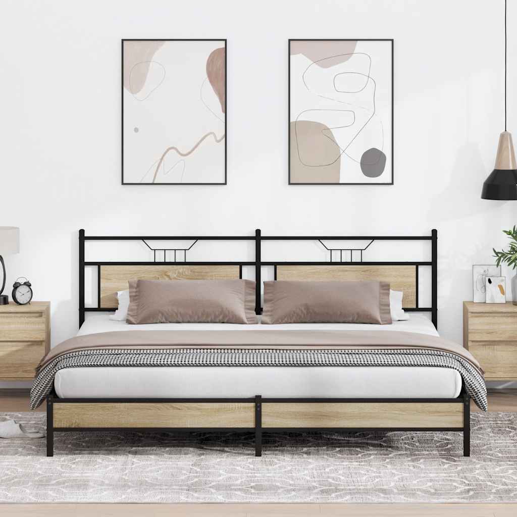 Metal Bedframe Sonoma Oak 193x203cm - The Home Maker