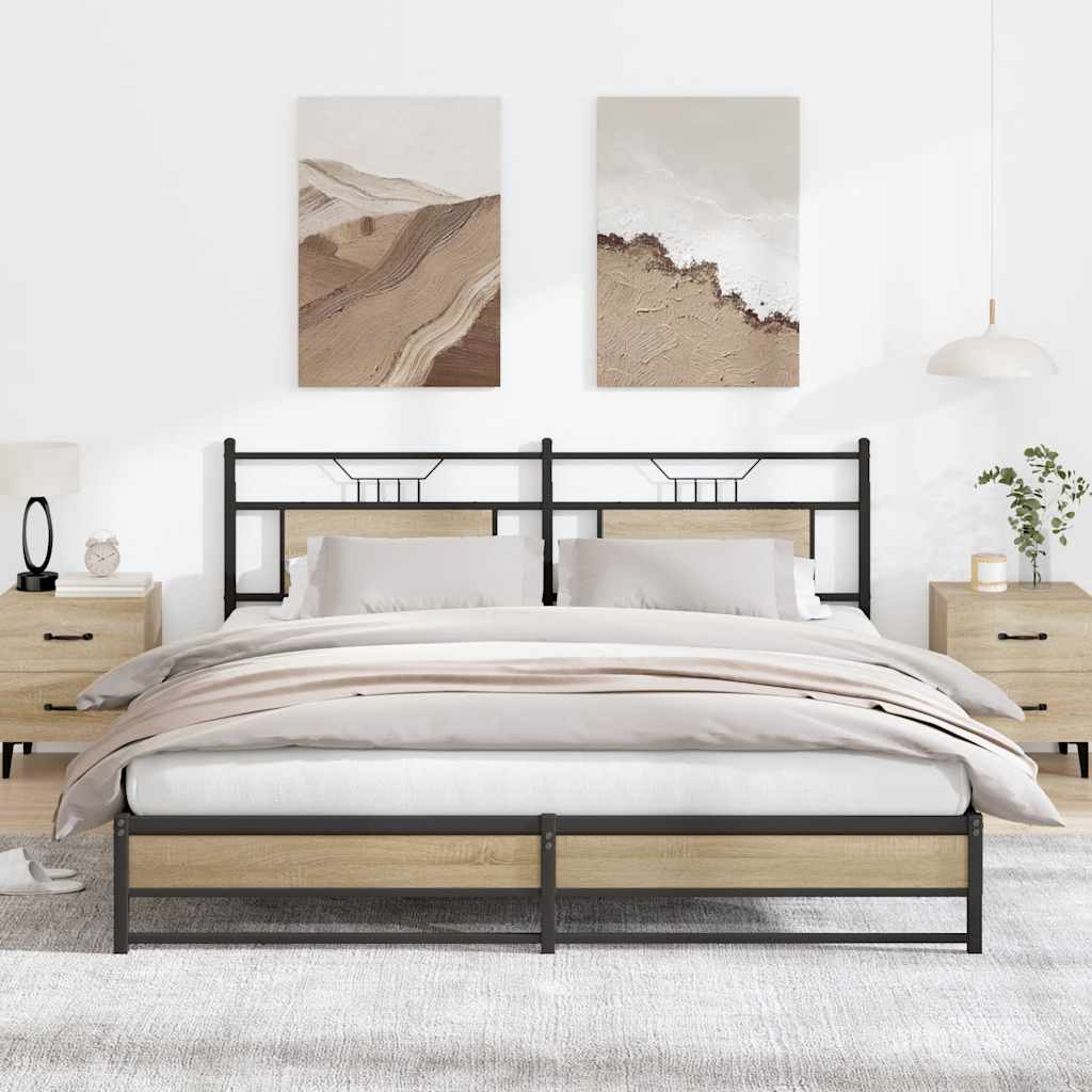 Metal Bedframe Sonoma Oak 180x200cm Super King - Style and Chic