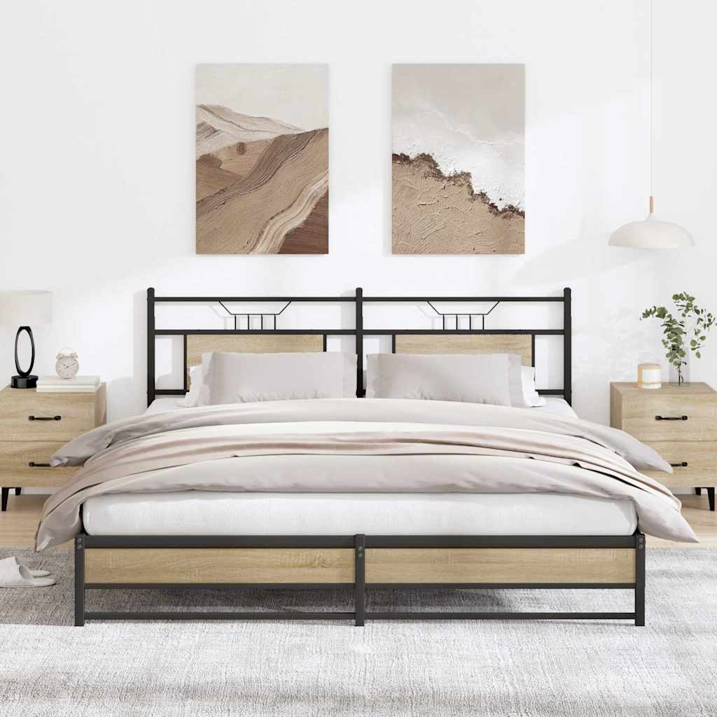 Metal Bedframe Sonoma Oak 183x213cm - Discount Dealers