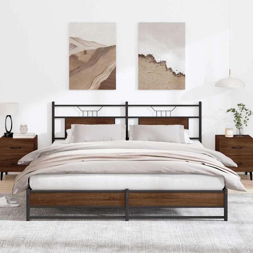 Metal Bedframe Brown Oak 183x213cm - The Home Maker