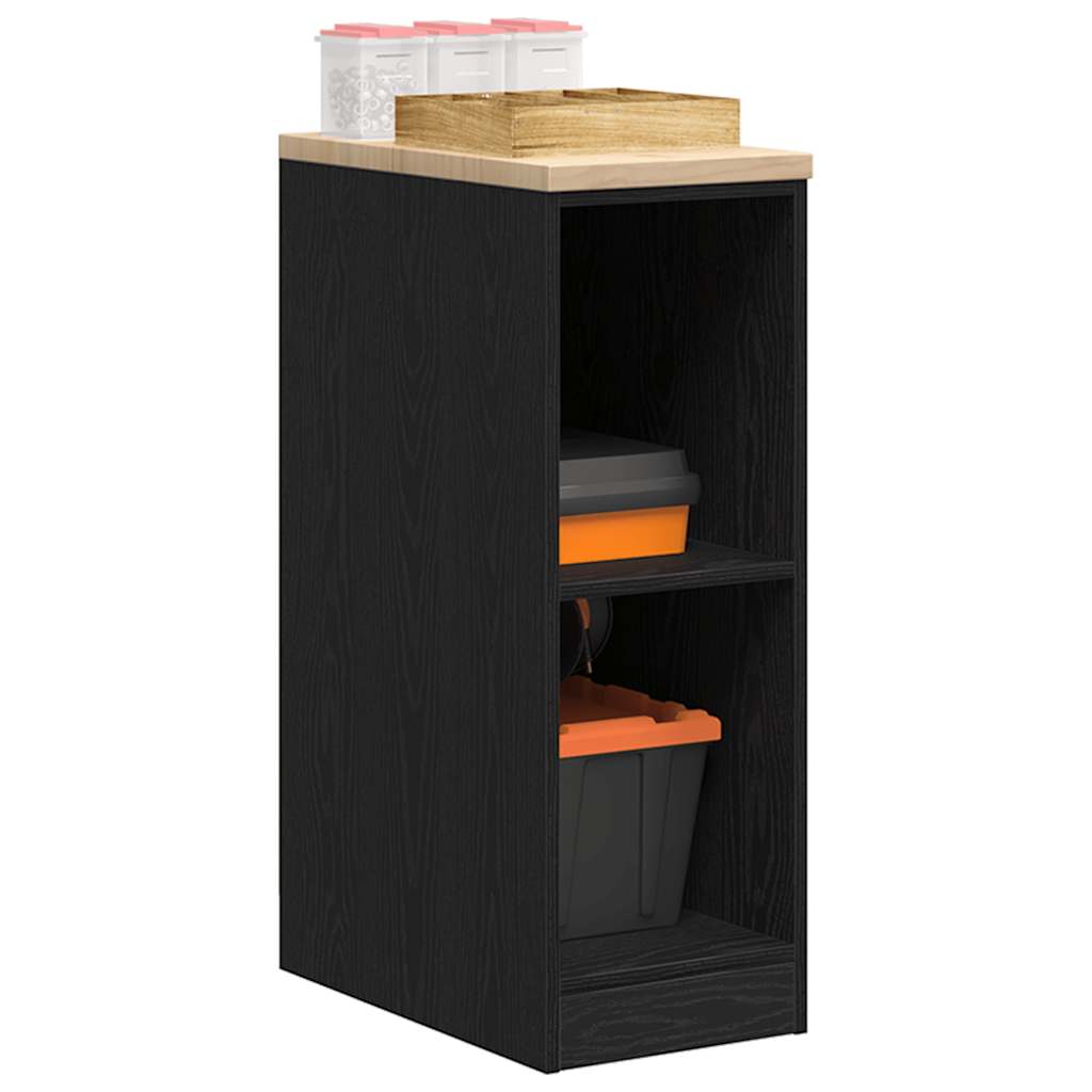 Garage Storage Cabinet Black 30x51x85 cm Solid Wood Pine - R and M Furniture