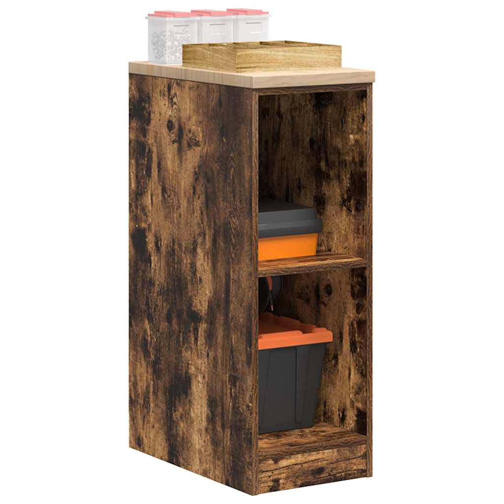Garage Storage Cabinet Smoked Oak 30x51x85 cm Solid Wood Pine - R and M Furniture